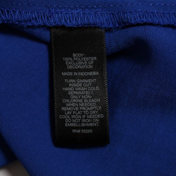 Express Cobalt Blue Chiffon Tank Top Mesh Back Zip Sleeveless Blouse Size M - Picture 7 of 9